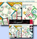 1950s Vintage Vogart Embroidery Transfer 616 Uncut DOW Rooster Tea Towels ORIG
