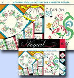 1950s Vintage Vogart Embroidery Transfer 616 Uncut DOW Rooster Tea Towels ORIG
