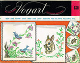 1950s VTG Vogart Embroidery Transfer 630 Uncut Fawn and Doe Vanity Scarf Motifs