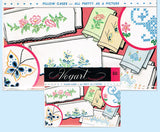 1950s Original Vintage Vogart Embroidery Transfer 643 Uncut Floral Pillowcases