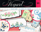 1950s Original Vintage Vogart Embroidery Transfer 643 Uncut Floral Pillowcases