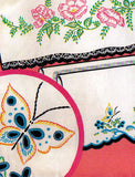 1950s Original Vintage Vogart Embroidery Transfer 643 Uncut Floral Pillowcases