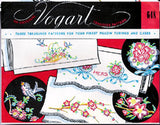 1950s Original Vintage Vogart Embroidery Transfer 648 Uncut Floral Pillowcases
