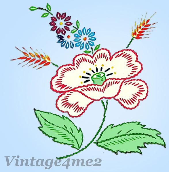 1950s Vintage Vogart Embroidery Transfer 664 Uncut Poppy Motifs So Many Poppies