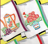 1950s Vintage Vogart Embroidery Transfer 679 Uncut Fruit Tea Towel Kitchen Set