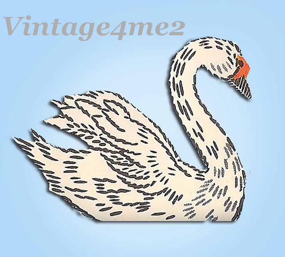 1950s Vintage Vogart Embroidery Transfer 693 Uncut Swans & Floral Pillowcases