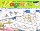 1960s Vintage Vogart Embroidery Transfer 701 Uncut Deer & Butterfly Pillowcases