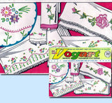1960s Vintage Vogart Embroidery Transfer 702 Uncut Small Floral Pillowcase Motif