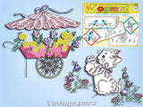1960s Vintage Vogart Embroidery Transfer 703 Uncut Flower Cart Pillowcases ORIG