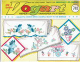1960s Vintage Vogart Embroidery Transfer 703 Uncut Flower Cart Pillowcases ORIG