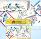 1960s Vintage Vogart Embroidery Transfer 703 Uncut Flower Cart Pillowcases ORIG