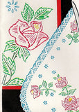 1960s VTG Vogart Embroidery Transfer 711 Uncut Deer and Flowers Vanity Scarf