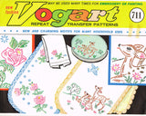 1960s VTG Vogart Embroidery Transfer 711 Uncut Deer and Flowers Vanity Scarf