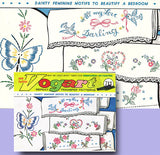 1960s Vintage Vogart Embroidery Transfer 713 Love Bird PIllowcase Motifs