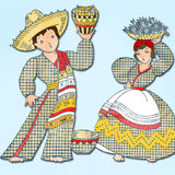 1960s Vintage Vogart 717 Embroidery Transfer Mexican Couple Kitchen Towels FF -Vintage4me2