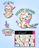 1950s Vintage Vogart Embroidery Transfer 271 Pups and Puns Tea Towels Uncut - Vintage4me2