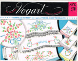 1950s Vintage Vogart Embroidery Transfer 270 Uncut Hearts & Flowers Pillowcases