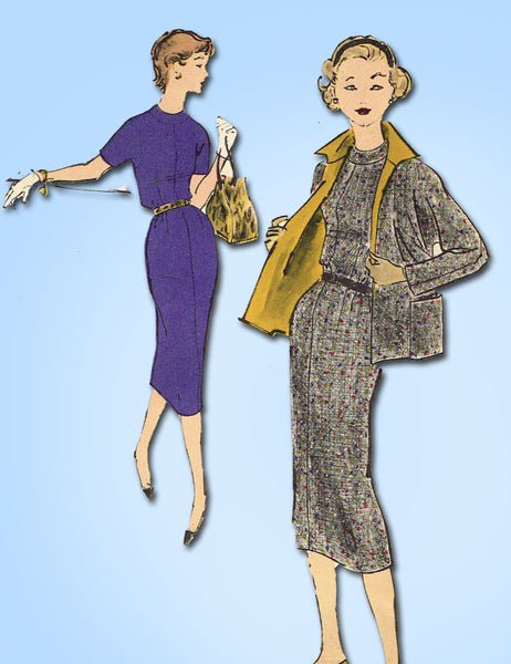 1950s Vintage Vogue Sewing Pattern 1558 Teen Girls Sheath Dress & Jacket Size 10