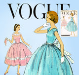 1950s Vintage Vogue Sewing Pattern 1568 Uncut Easy Girls Party Dress Sz 10 30B - Vintage4me2