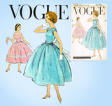1950s Vintage Vogue Sewing Pattern 1568 Uncut Easy Girls Party Dress Sz 10 30B - Vintage4me2