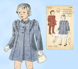1930s Vintage Vogue Sewing Pattern 2109 Rare Baby Girls Coat Hat & Leggings Sz 2