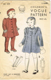 1930s Vintage Vogue Sewing Pattern 2109 Rare Baby Girls Coat Hat & Leggings Sz 2