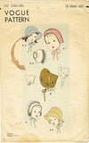 Vogue 2184: 1930s Set of Toddler Bonnets Sz 15 Inch Head Vintage Sewing Pattern - Vintage4me2