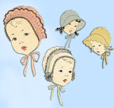 Vogue 2184: 1930s Set of Toddler Bonnets Sz 15 Inch Head Vintage Sewing Pattern - Vintage4me2