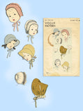 Vogue 2184: 1930s Set of Toddler Bonnets Sz 15 Inch Head Vintage Sewing Pattern - Vintage4me2