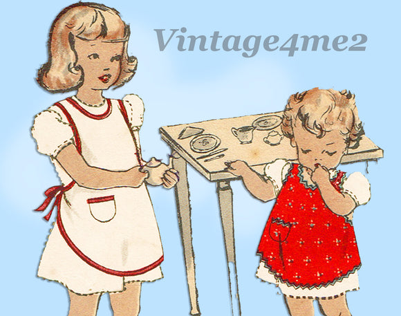 Vogue 2388: 1940s Toddler Girls Play Apron Set Size 4 Vintage Sewing Pattern - Vintage4me2