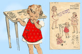 Vogue 2388: 1940s Toddler Girls Play Apron Set Size 4 Vintage Sewing Pattern - Vintage4me2