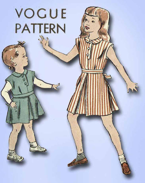 1940s Vintage Vogue Sewing Pattern 2395 Little Girls Jumper Dress Size 8 26B