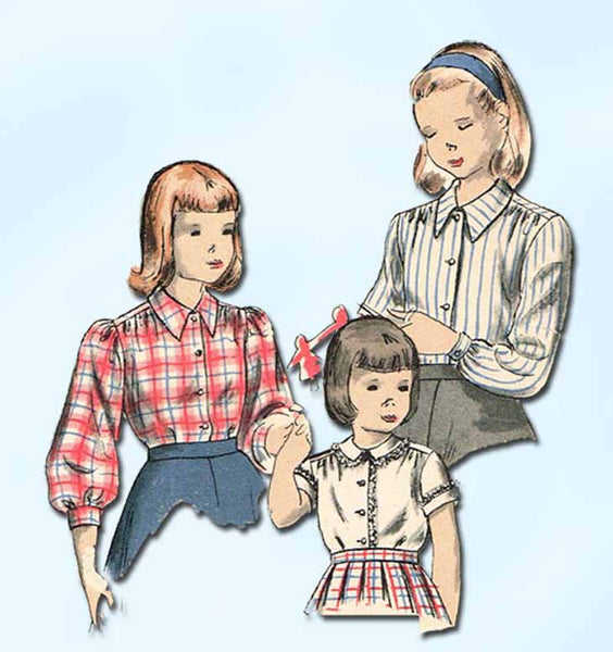 Vogue 2521: 1940s Classic Little Girls Blouse Size 12 Vintage Sewing Pattern - Vintage4me2