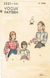 Vogue 2521: 1940s Classic Little Girls Blouse Size 12 Vintage Sewing Pattern - Vintage4me2