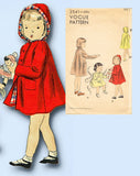 Vogue 2541: 1950s Toddler Girls Hooded Coat Size 2 Vintage Sewing Pattern - Vintage4me2