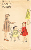 Vogue 2541: 1950s Toddler Girls Hooded Coat Size 2 Vintage Sewing Pattern - Vintage4me2