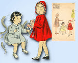 Vogue 2541: 1950s Toddler Girls Hooded Coat Size 2 Vintage Sewing Pattern - Vintage4me2