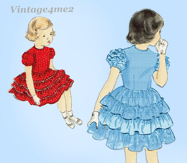 1950s Vintage Vogue Sewing Pattern 2567 Uncut Toddler Girls Dress Size 6