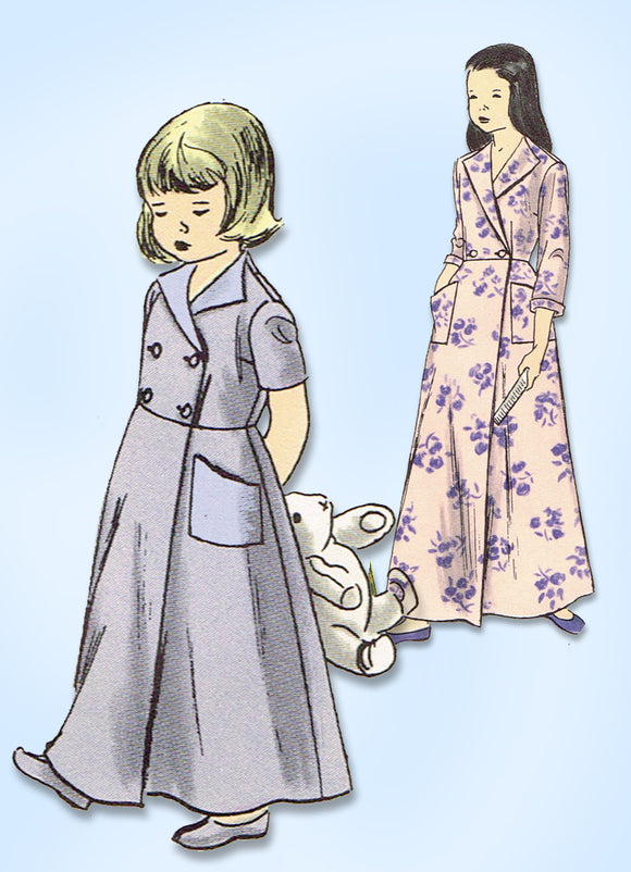 Vogue 2573: 1940s Uncut Little Girls Housecoat Robe Sz10 Vintage Sewing Pattern - Vintage4me2