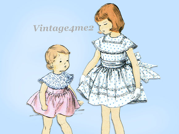 1950s Vintage Vogue Sewing Pattern 2588 Cute Toddler Girls Party Dress Size 6