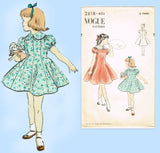 1950s Vintage Vogue Sewing Pattern 2618 Sweet Uncut Toddler Girls Dress Size 6