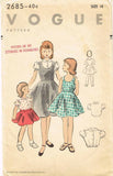 1950s Vintage Vogue Sewing Pattern 2685 Little Girls Jumper Dress & Blouse Sz 10