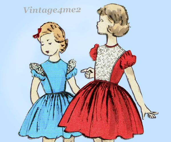 1950s Vintage Vogue Sewing Pattern 2693 Cute Toddler Girls Day Dress Size 6