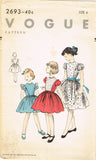1950s Vintage Vogue Sewing Pattern 2693 Cute Toddler Girls Day Dress Size 6
