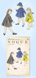 1950s Original Vintage Vogue Pattern 2714 Toddler Girls Flared Coat Size 2 21B