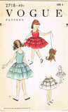 1950s Vintage Vogue Sewing Pattern 2718 Sweet Uncut Toddler Girls Dress Size 6