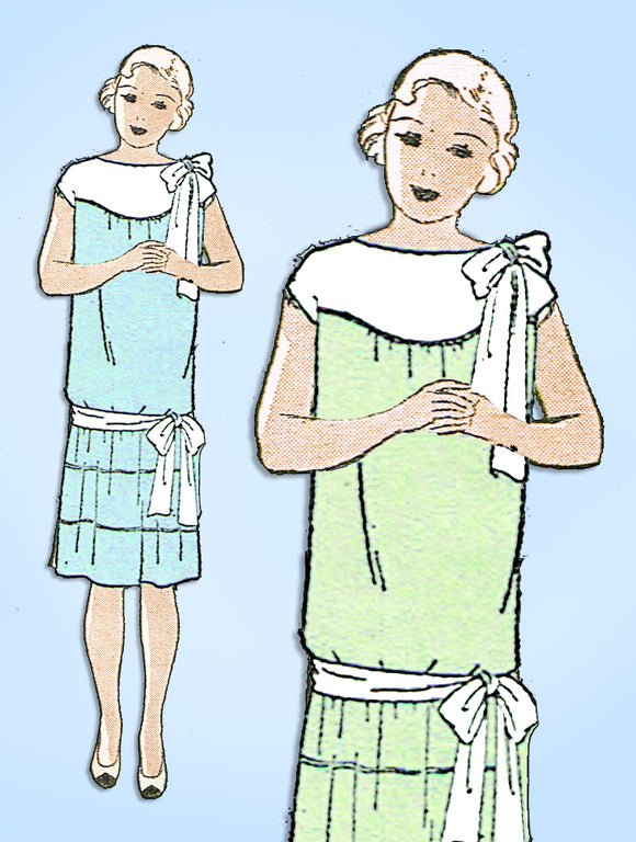 1920s Vintage Vogue Sewing Pattern 2743 Uncut Junior Girls Flapper Dress Size 12