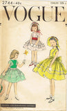 1950s Original Vintage Vogue Sewing Pattern 2744 Toddler Girls Party Dress Sz 6 -Vintage4me2