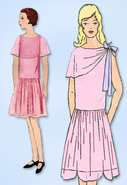 1920s Original Vintage Vogue Pattern 2764 Teen Girls Flapper Dress 32B ...