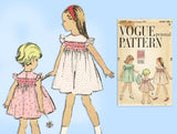 1950s Vintage Vogue Sewing Pattern 2829 Cute Toddler Girls Smocked Dress Sz 4